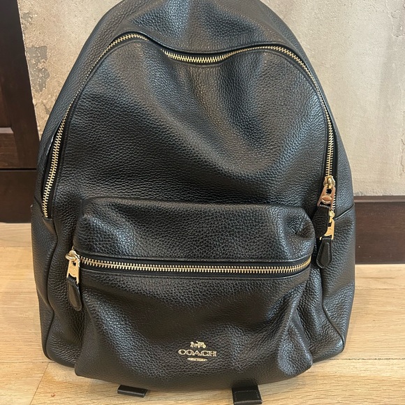 Coach Black Leather small backpack - Picture 1 of 2